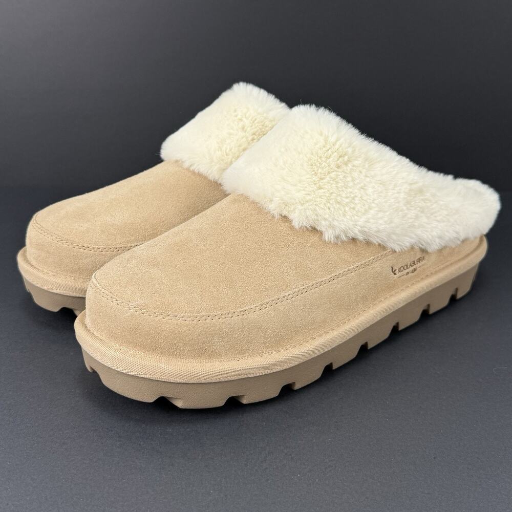 Koolaburra by UGG Tizzey Suede Fluff Slippers Chestnut Womens Size 12 New Cozy